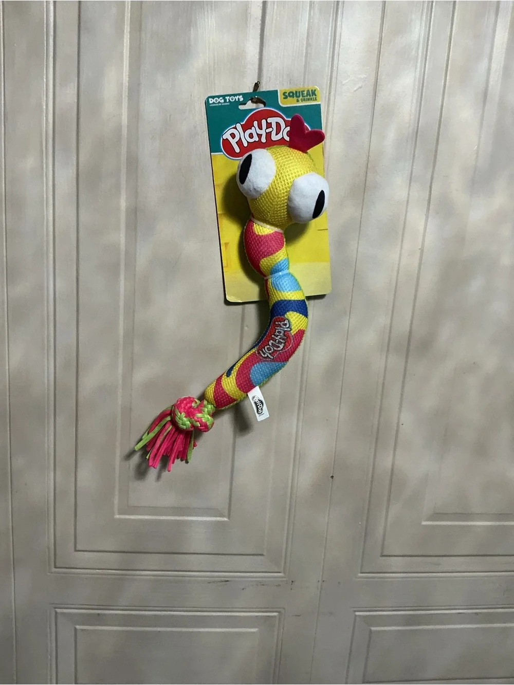 Brand New Dog PlaDoh Colorful Snake 18” Clinker & Squeaky Dog Toy